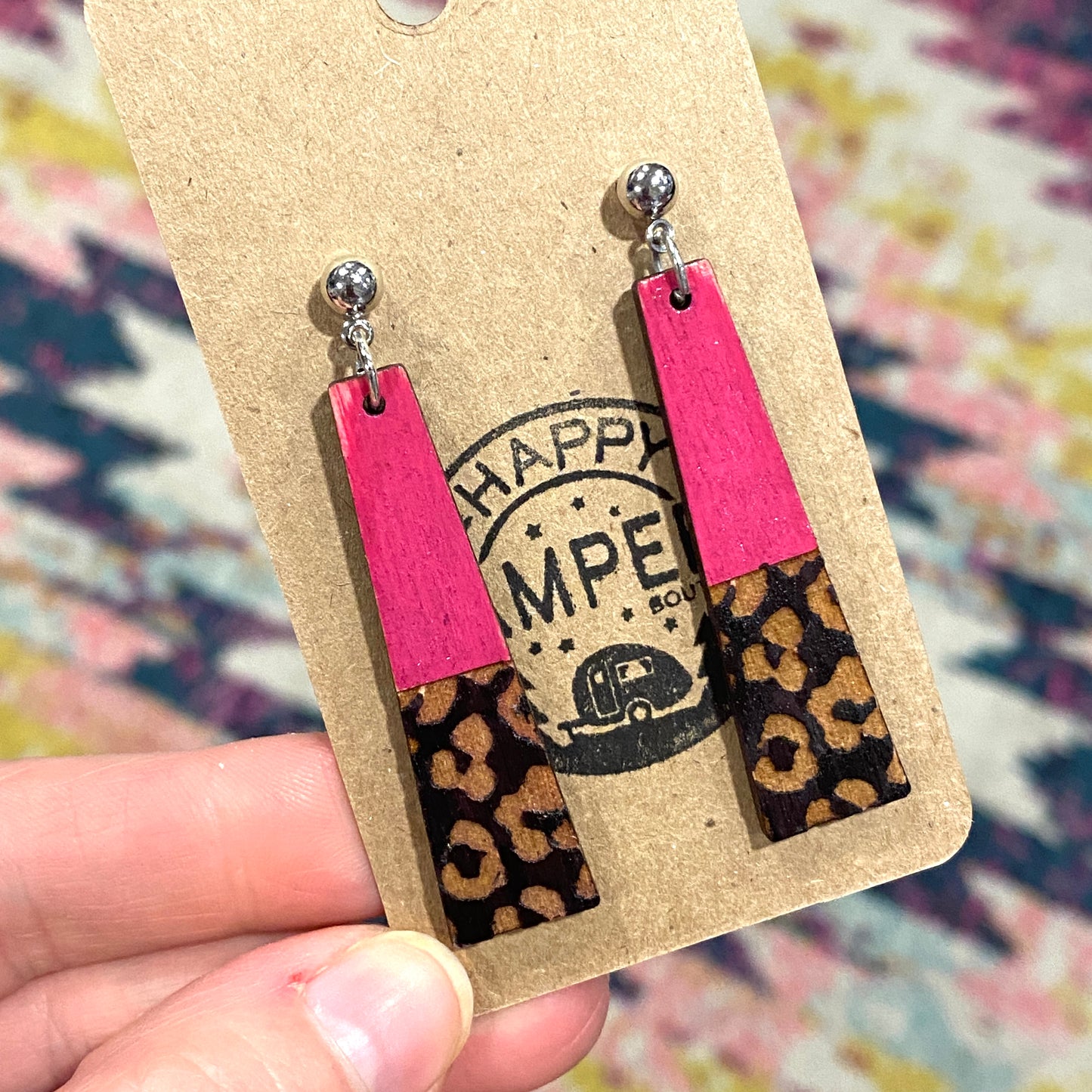 Wooden Leopard bar Dangles