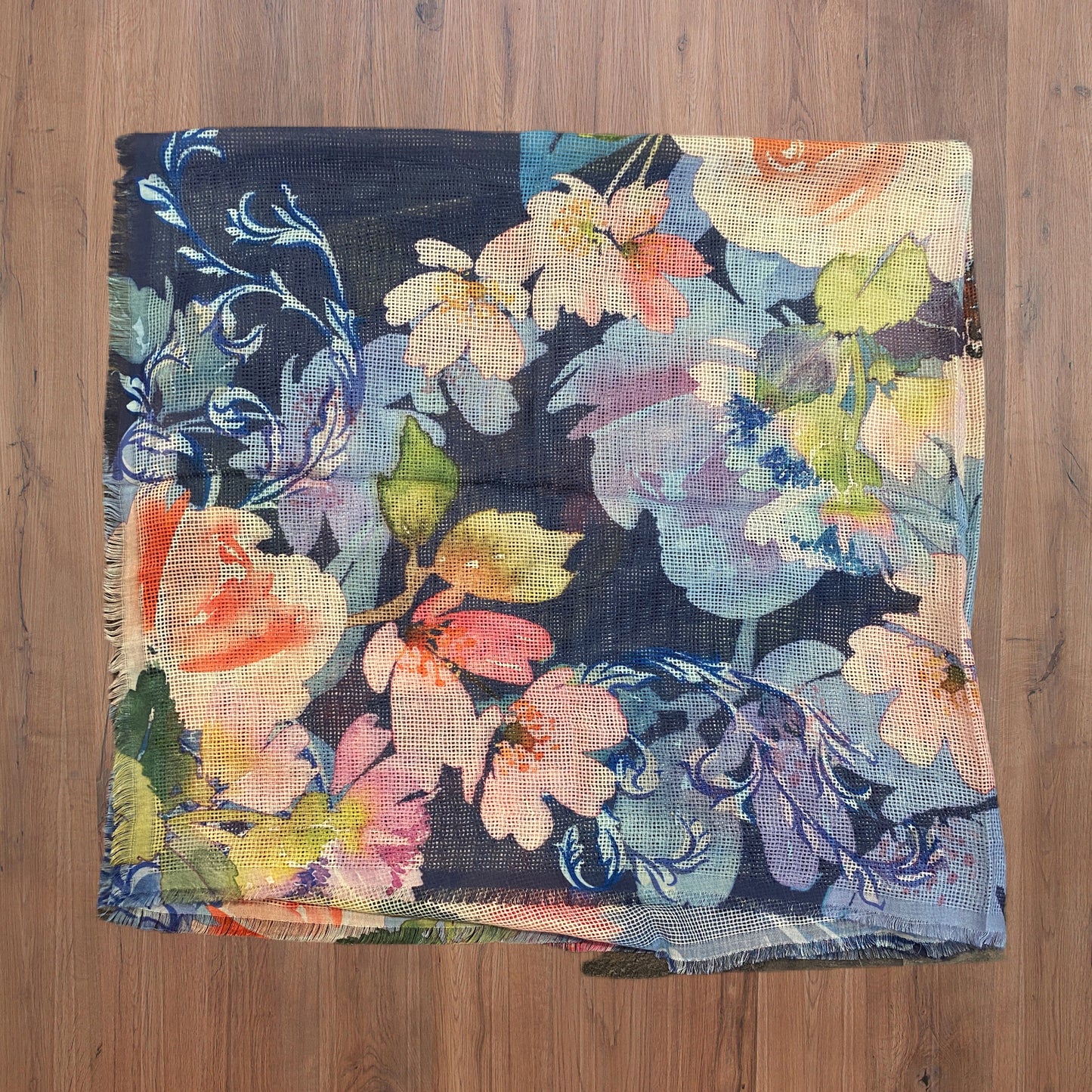 Floral Lightweight Scarf - Blue