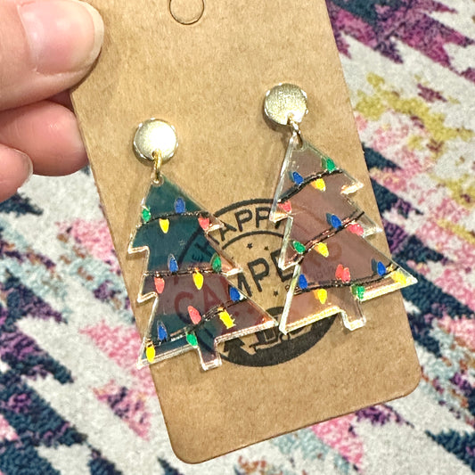 Iridescent Christmas Tree Earrings