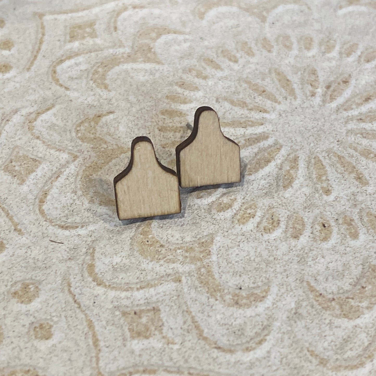 Cow Tag Stud Earrings