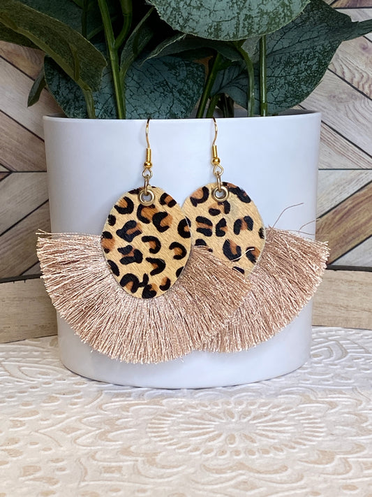 Leopard Fringe Earrings