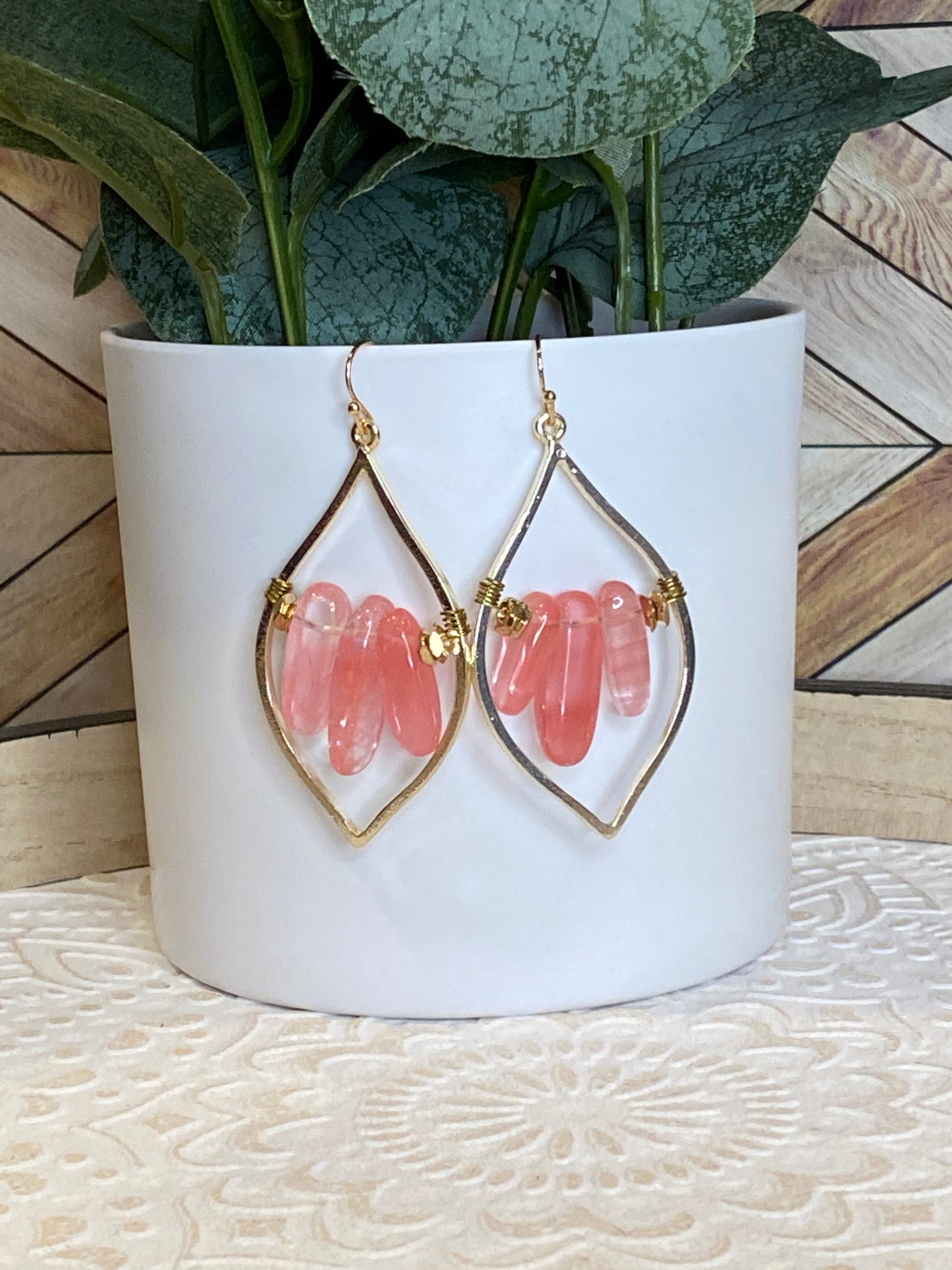 Pink stone earrings