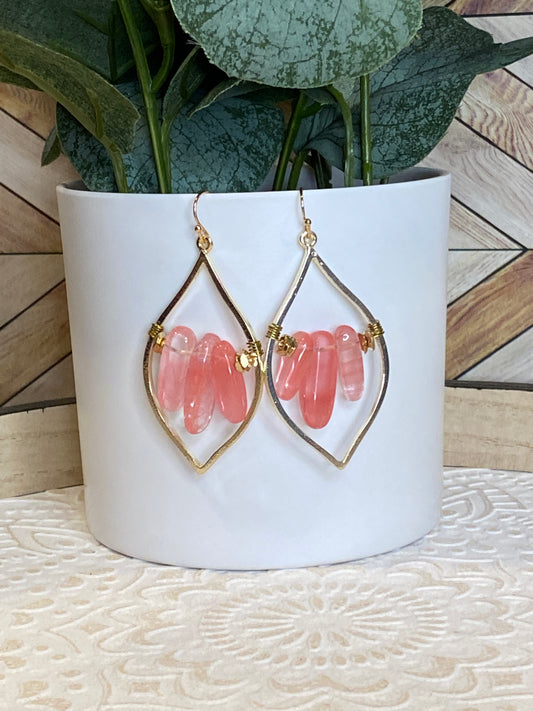 Pink stone earrings