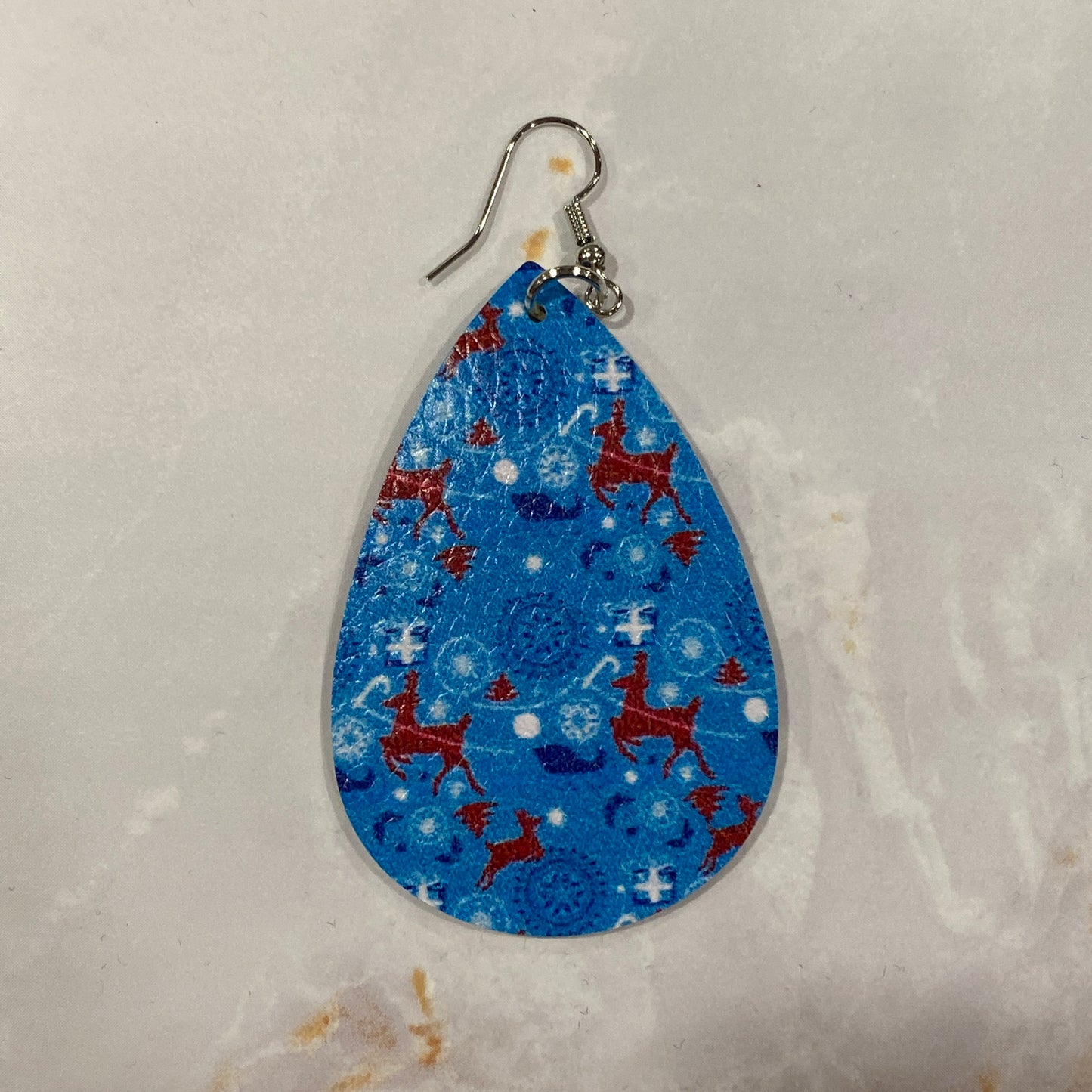 Christmas Leather Drop Earrings