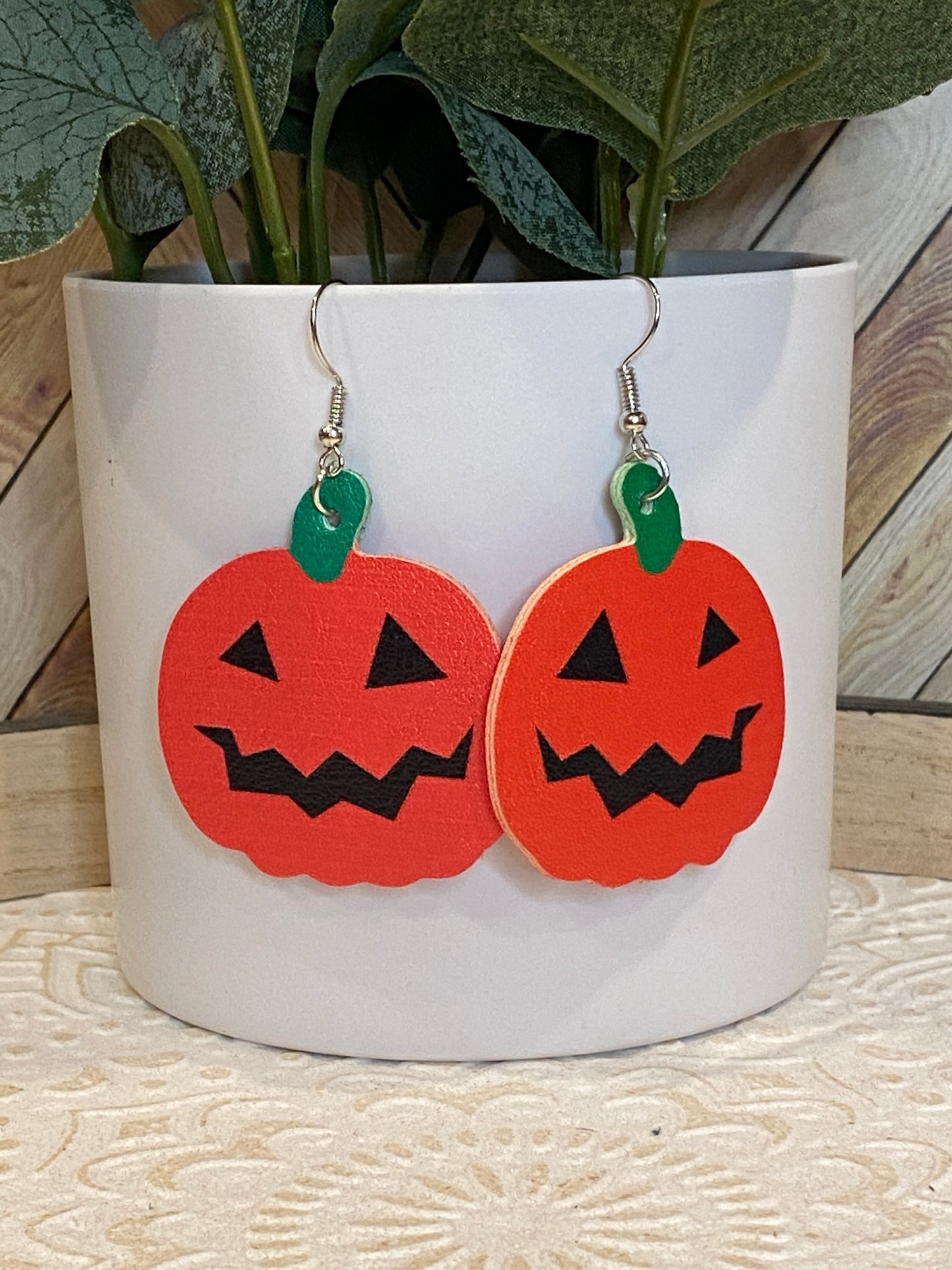 Pumpkin Shaped Leather earrings