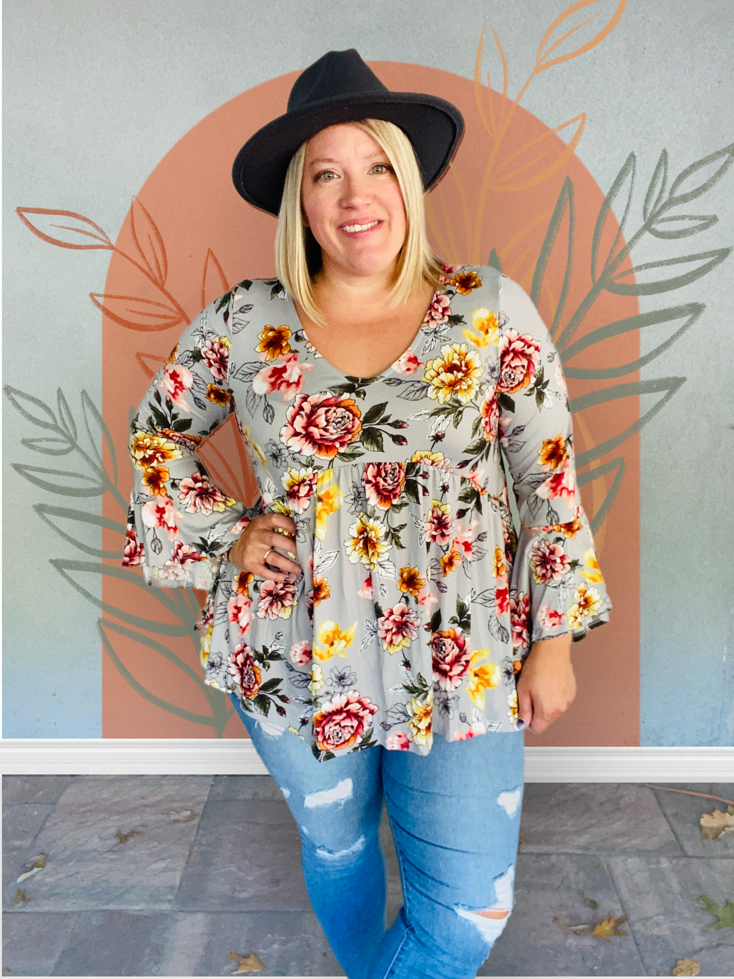 Floral Babydoll Flowy Tunic Top