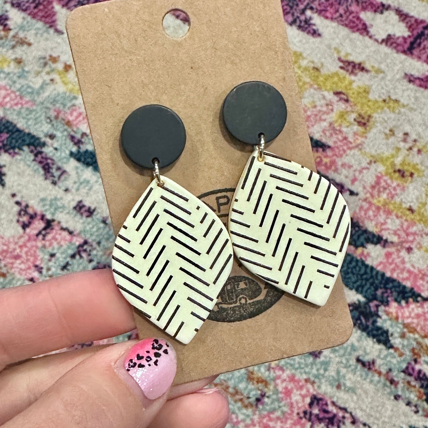 Black and White Boho Clay Dangles