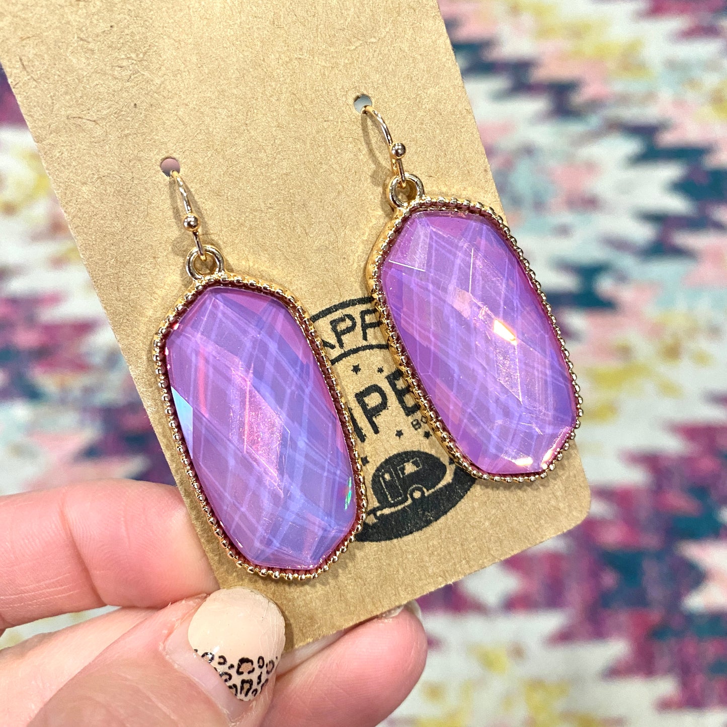 Lilac Faceted Gem Dangle earrings