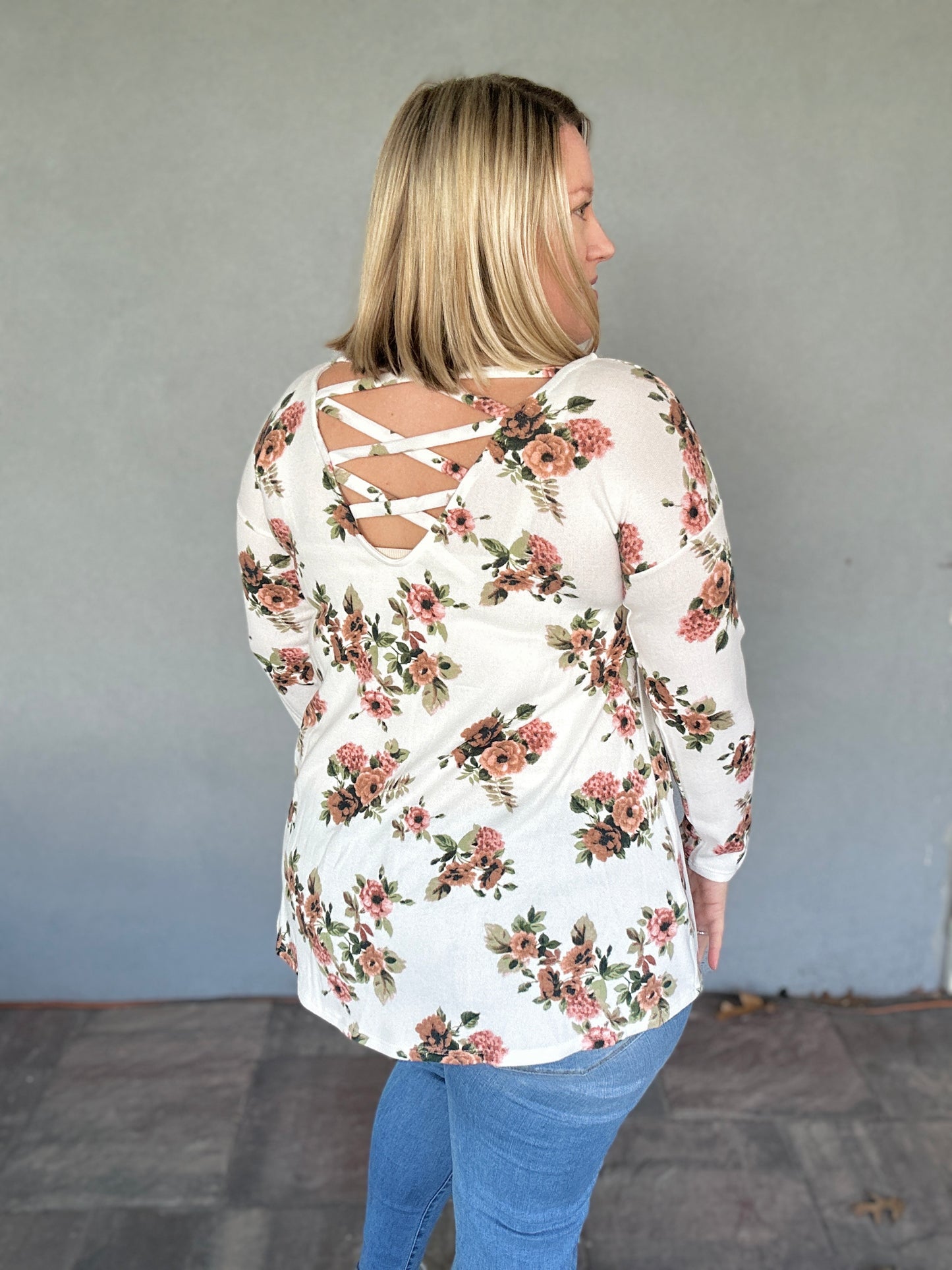 Floral Hacci Tunic with Criss Cross Back