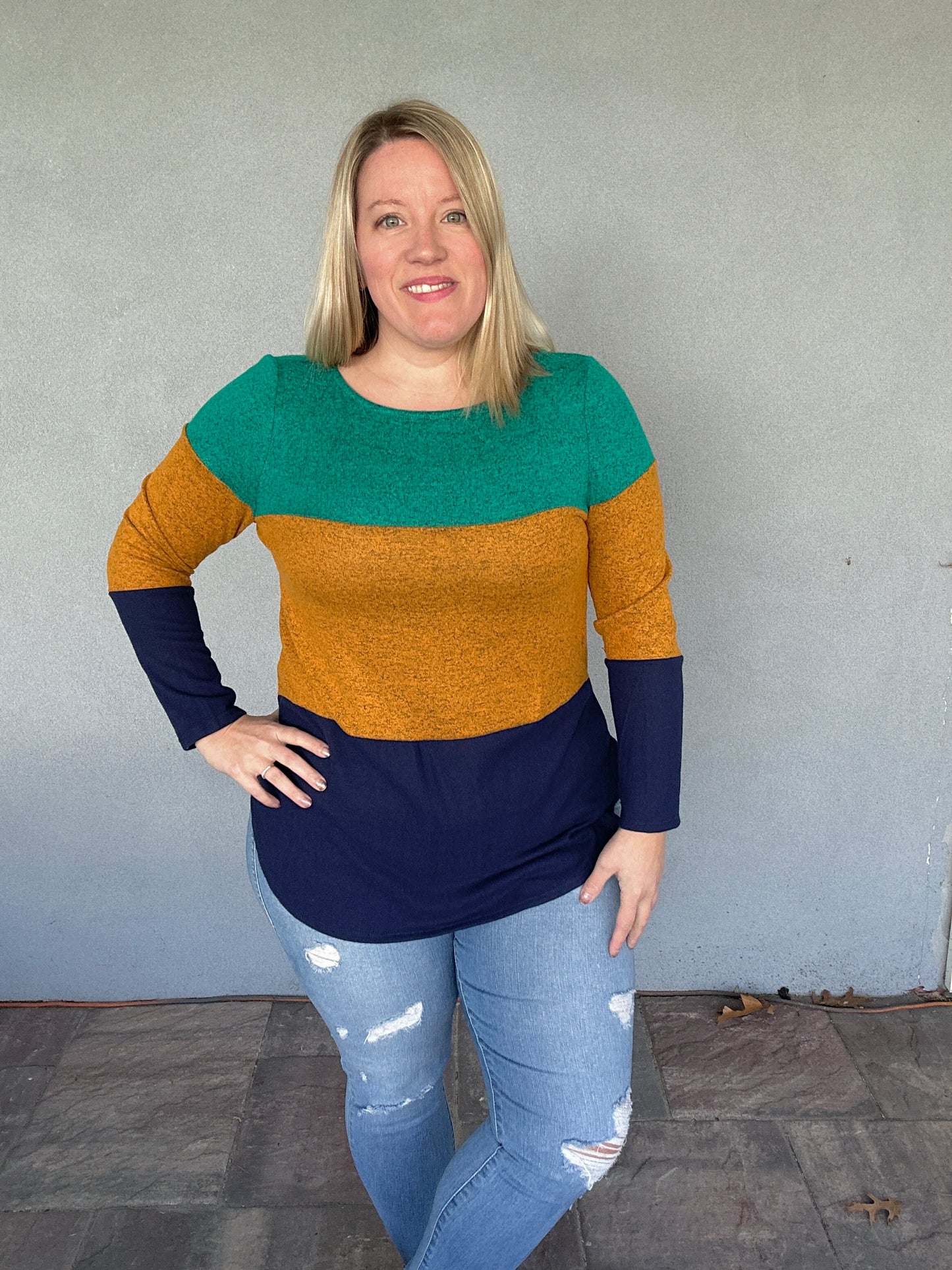 Tri Colored Long Sleeve Tunic