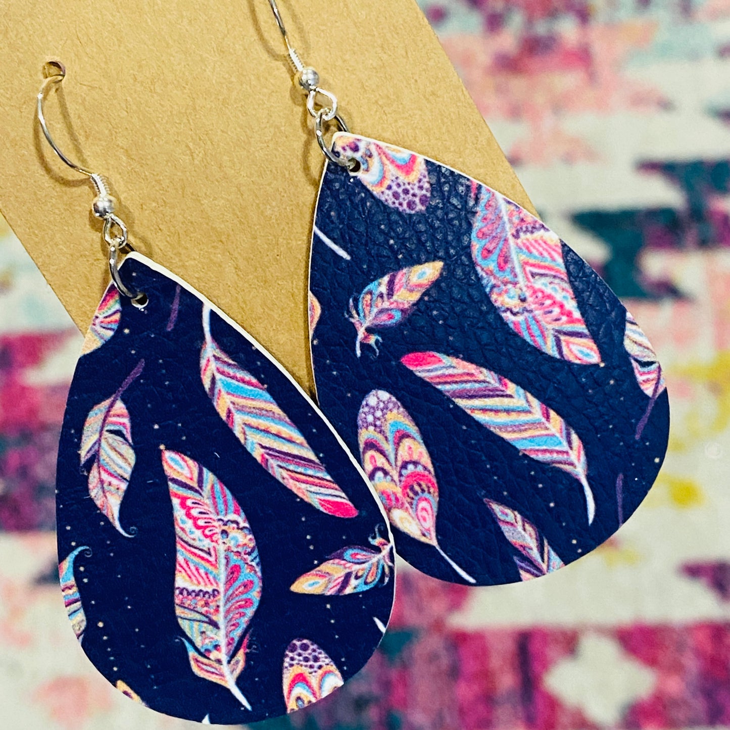 Printed Leather Drop Earring