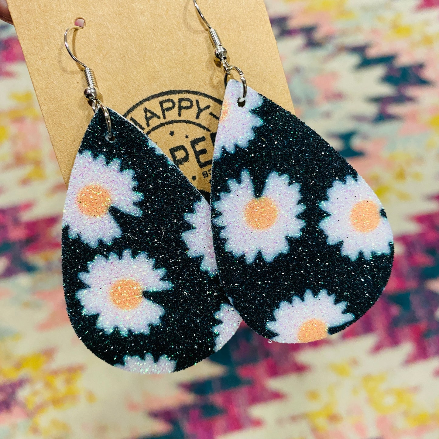 Large Daisy leather Earrings