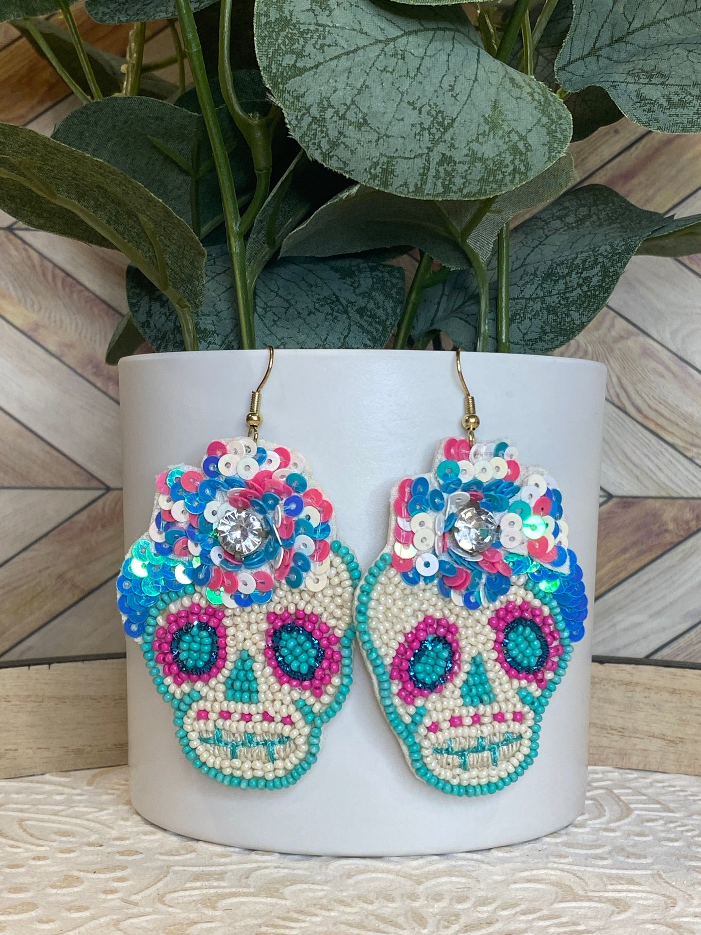 Beaded Sugar Skull Earrings