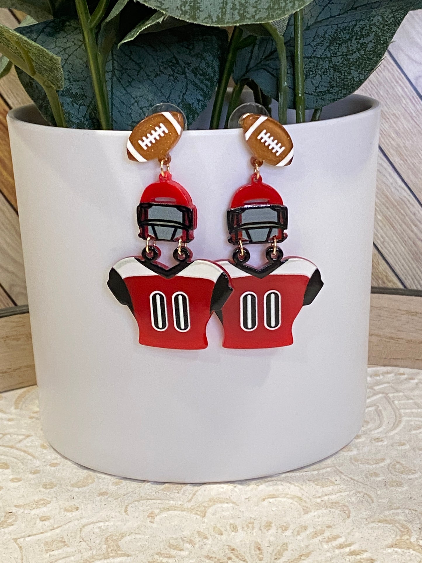 Football Jersey Dangles - Red/Black