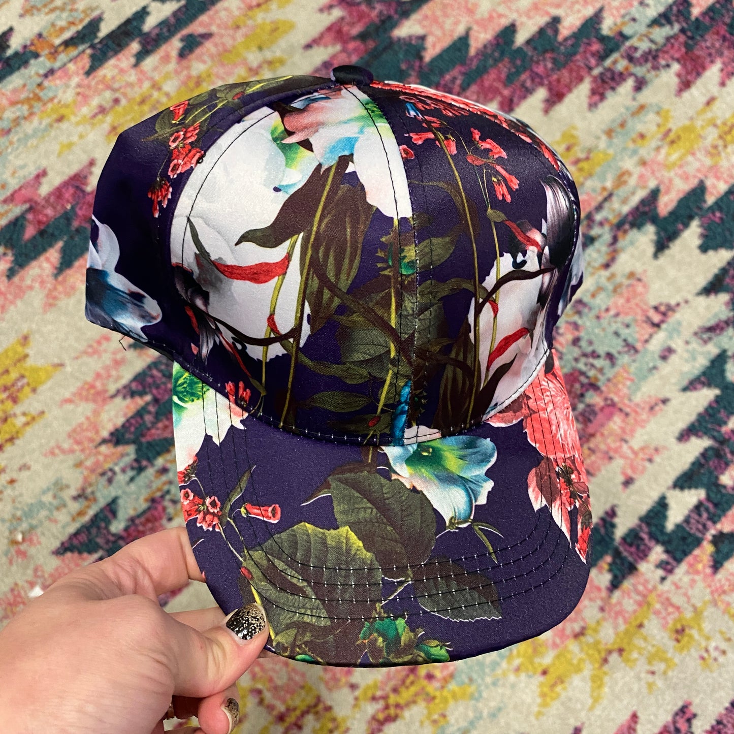 Purple Floral Baseball Cap