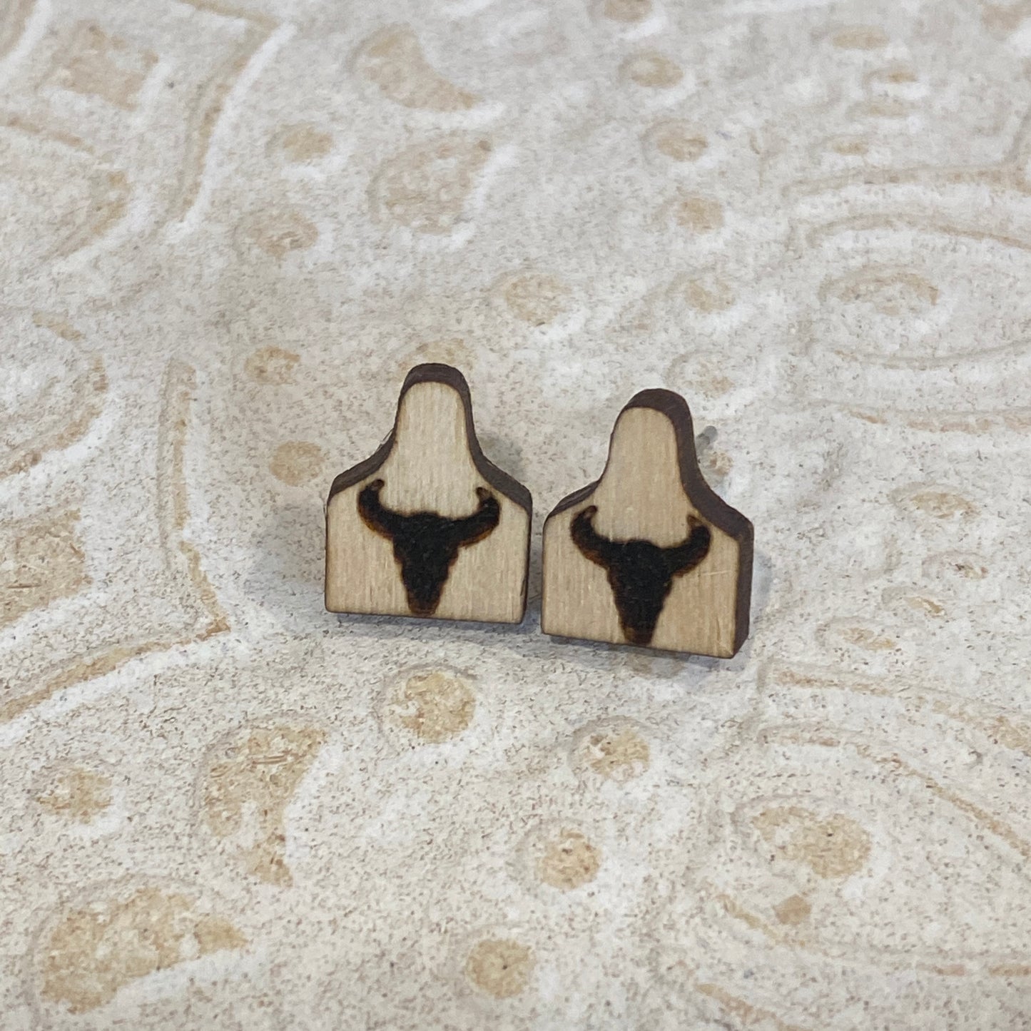 Cow Tag Stud Earrings