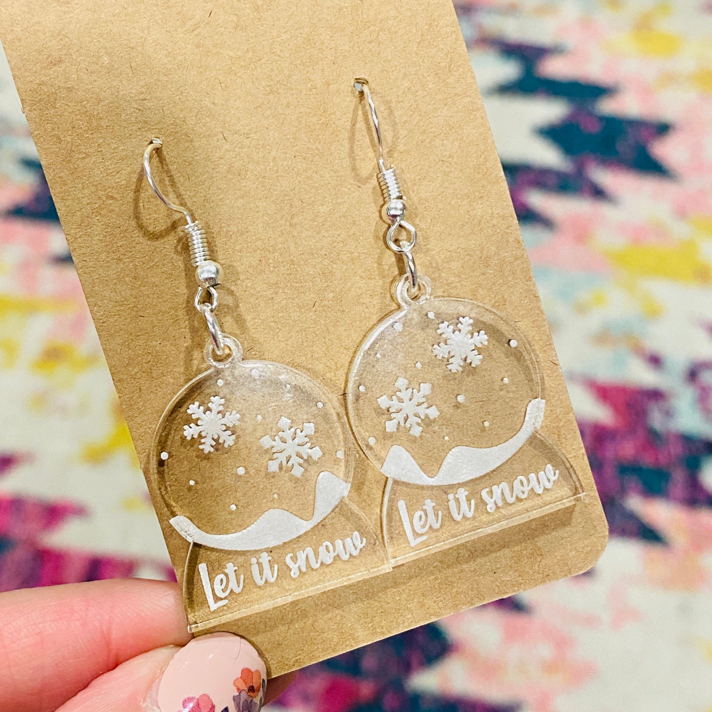 Snow Globe Dangle Earrings - Acrylic