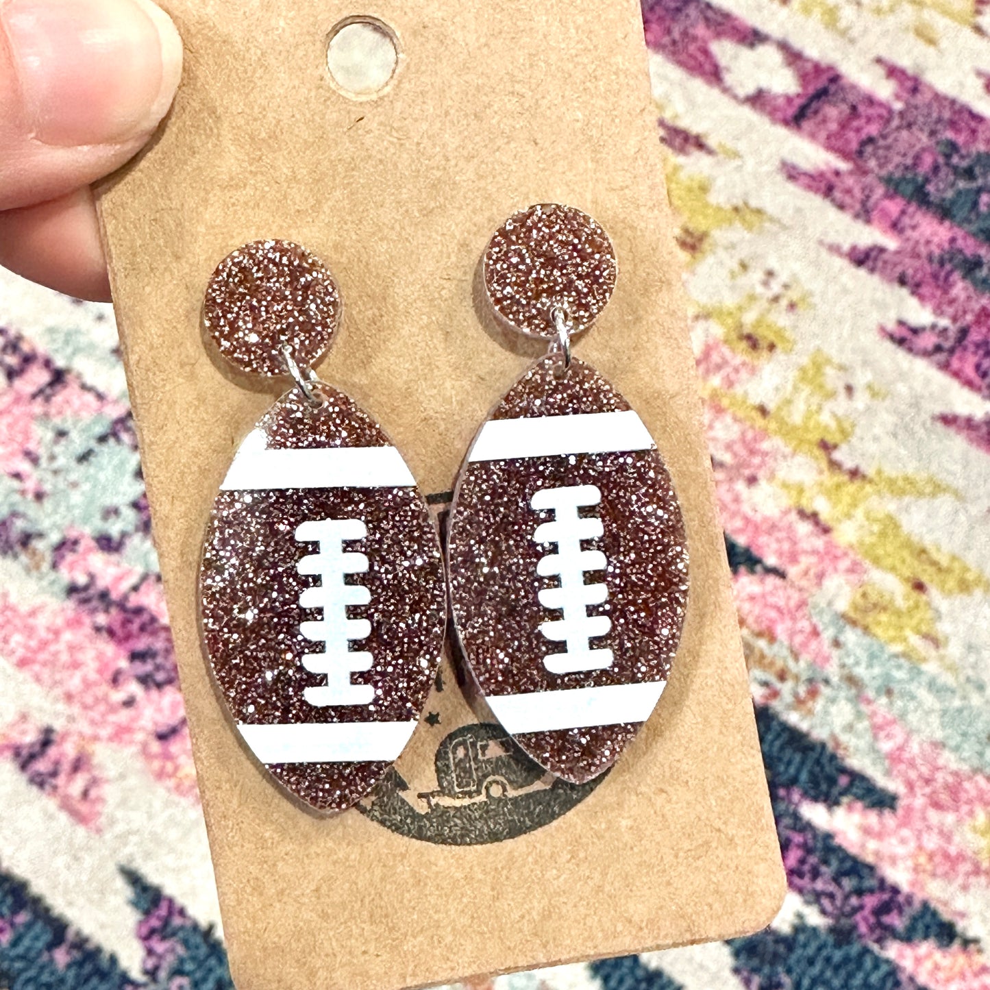 Glitter Football Earrings