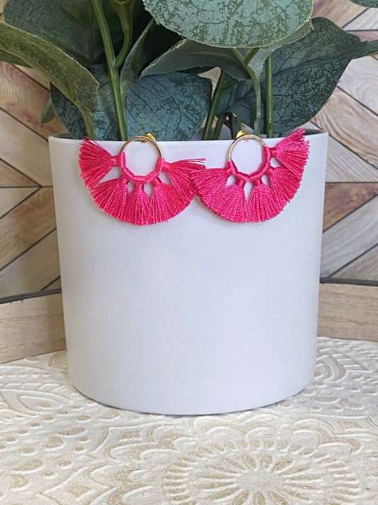 Pink Tassel Earrings