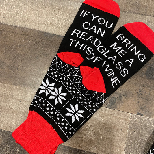 Red Bring me Wine Socks