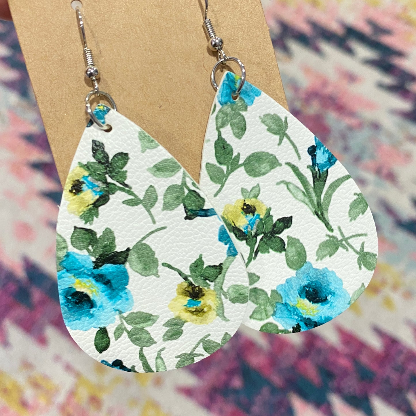 Floral Leather Drop Earrings