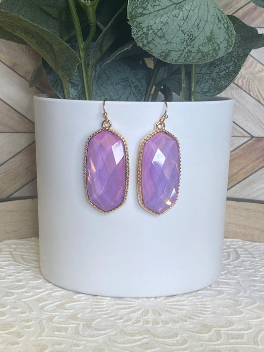 Lilac Faceted Gem Dangle earrings