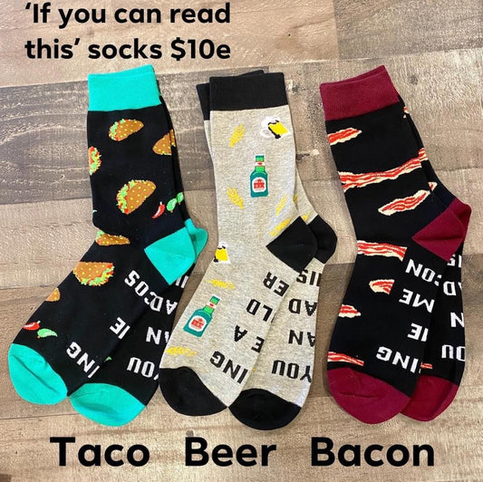 Novelty Taco / Beer / Bacon Socks