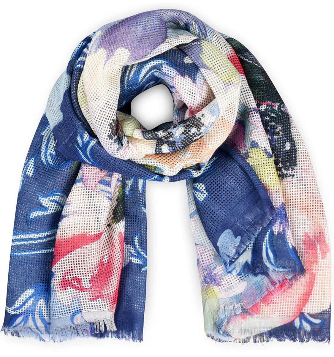 Floral Lightweight Scarf - Blue