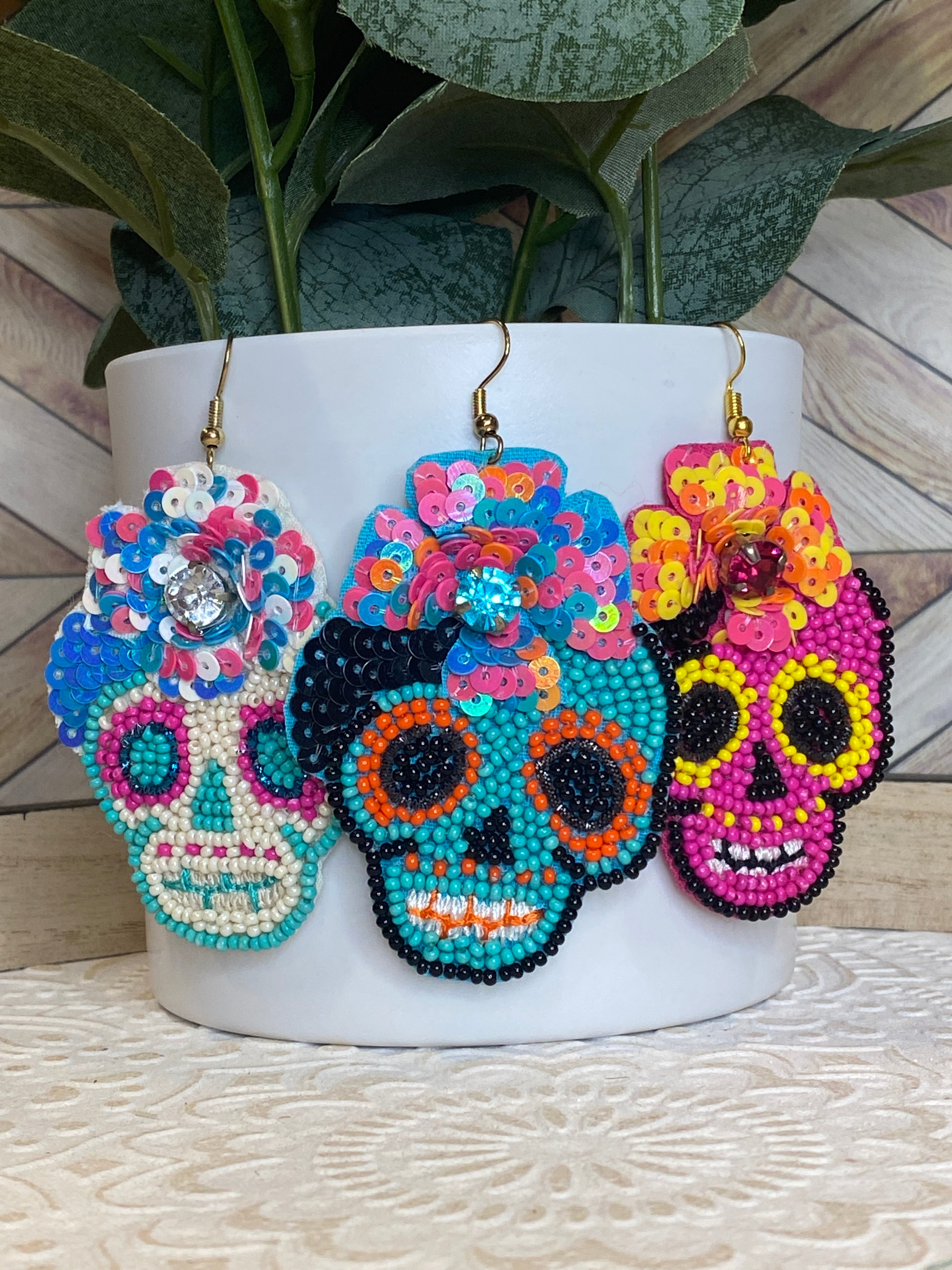 Mexican Day of the Dead Skull Earrings  Fridamaniacs