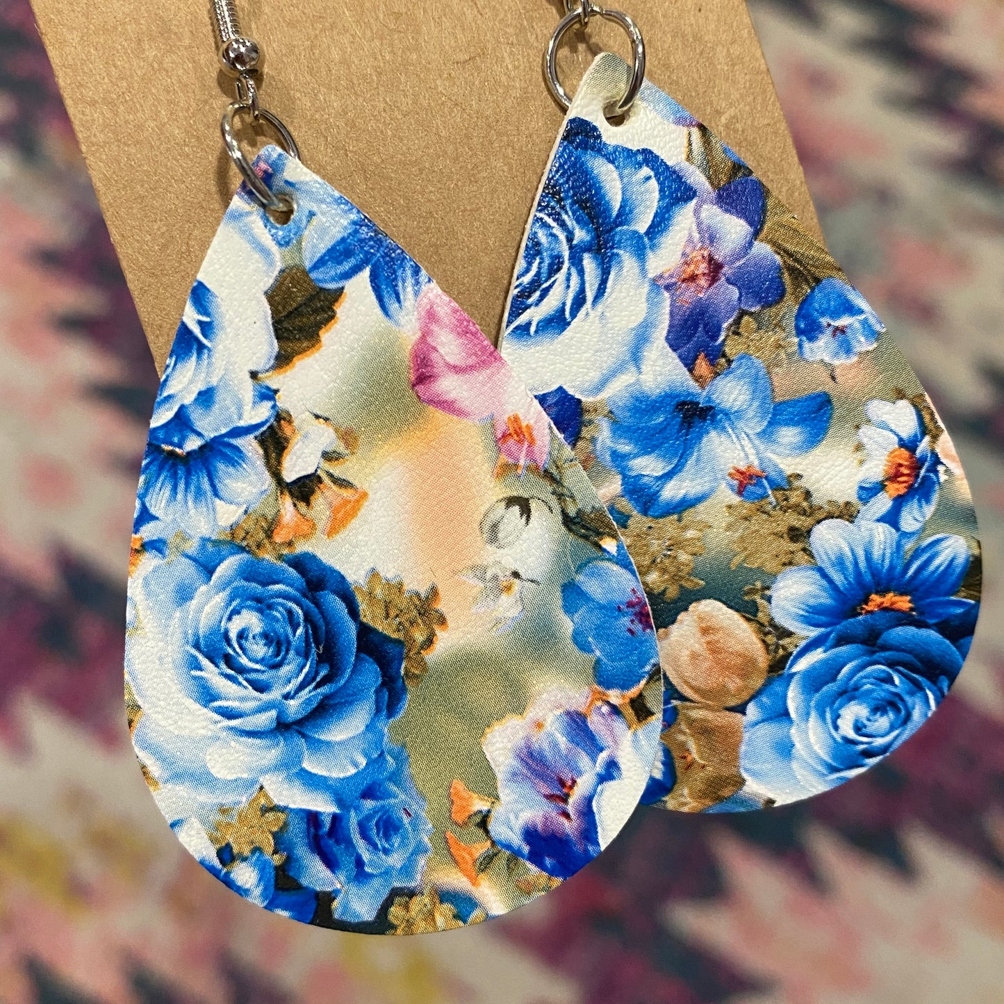 Floral Leather Drop Earrings