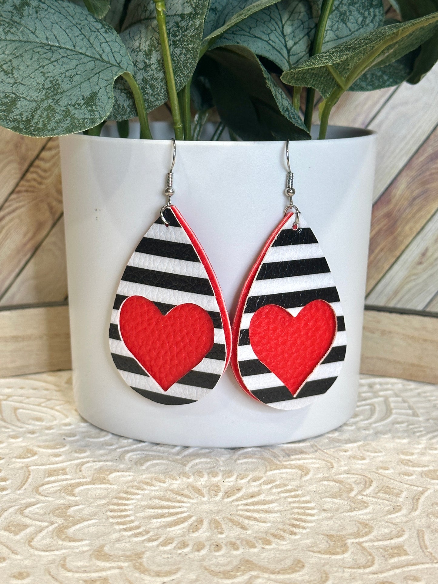 Valentines Faux Leather Earrings