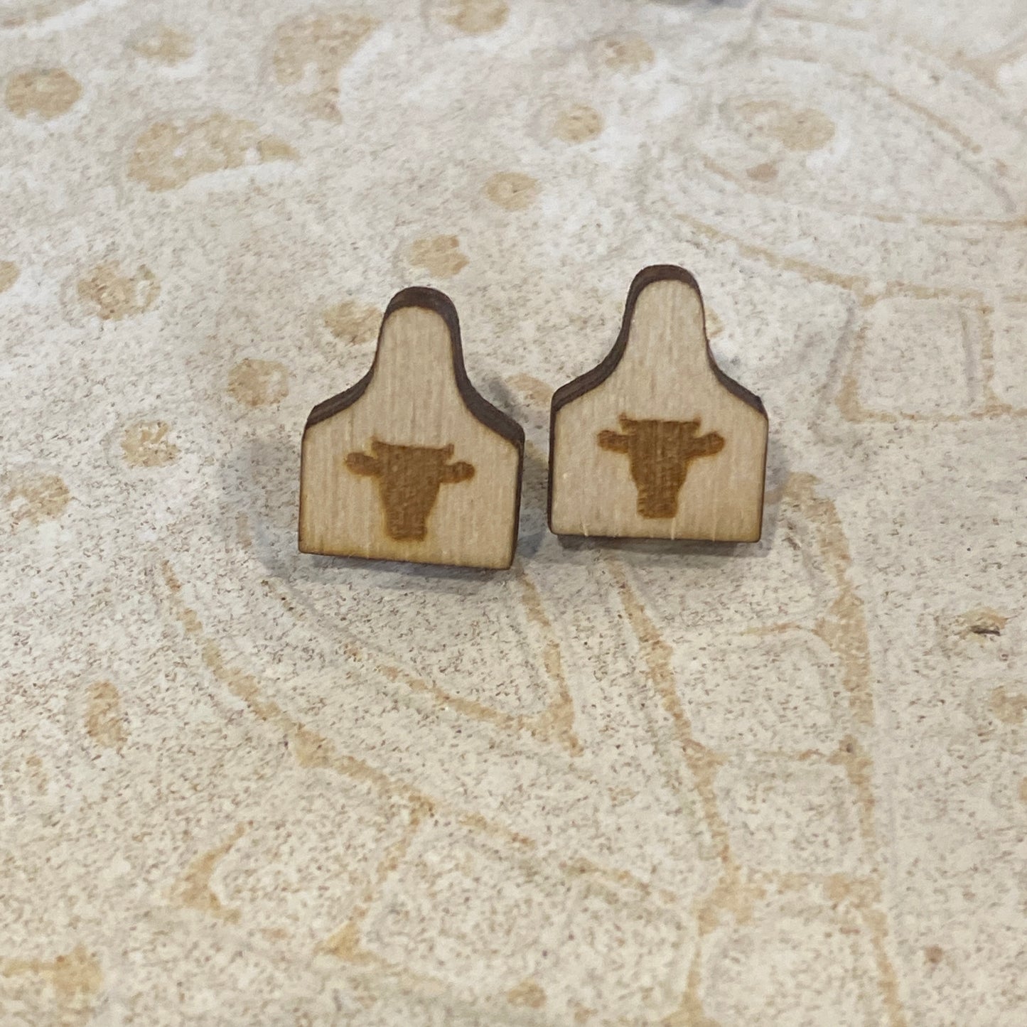 Cow Tag Stud Earrings