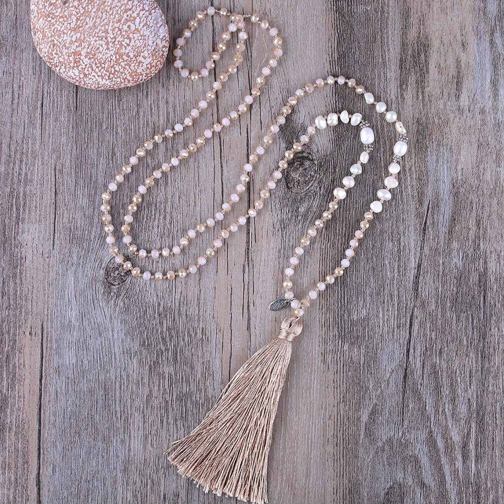 Long Beaded Tassel Necklace