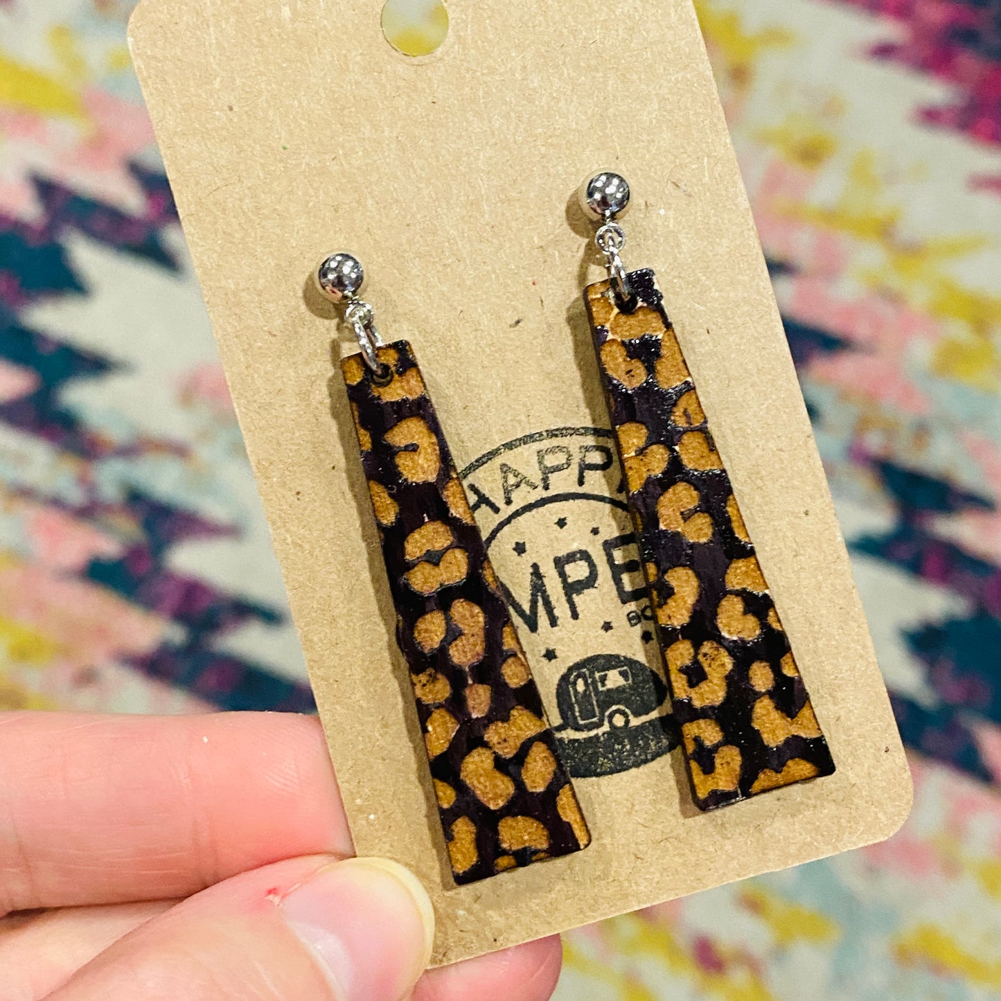 Wooden Leopard bar Dangles