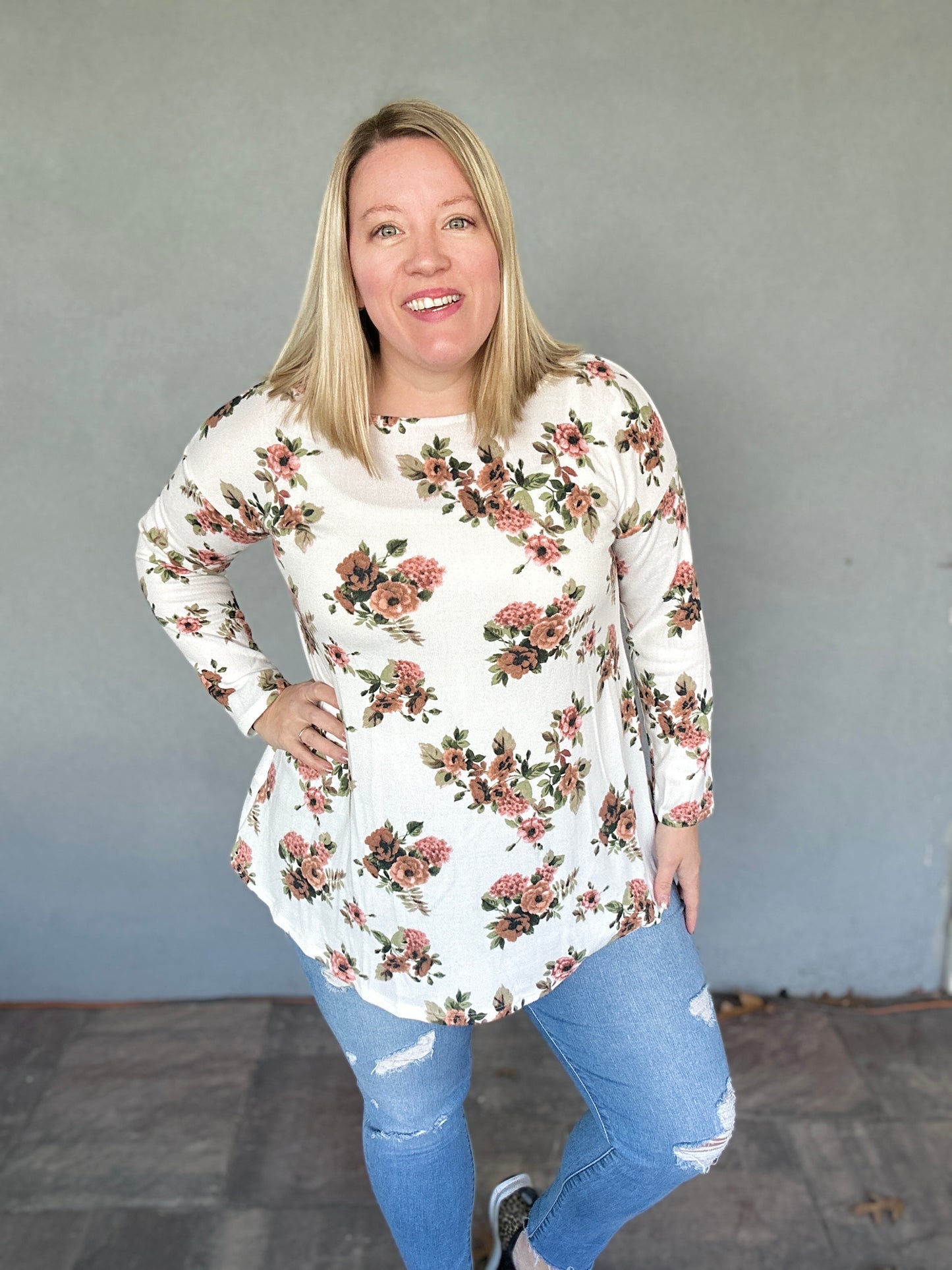 Floral Hacci Tunic with Criss Cross Back