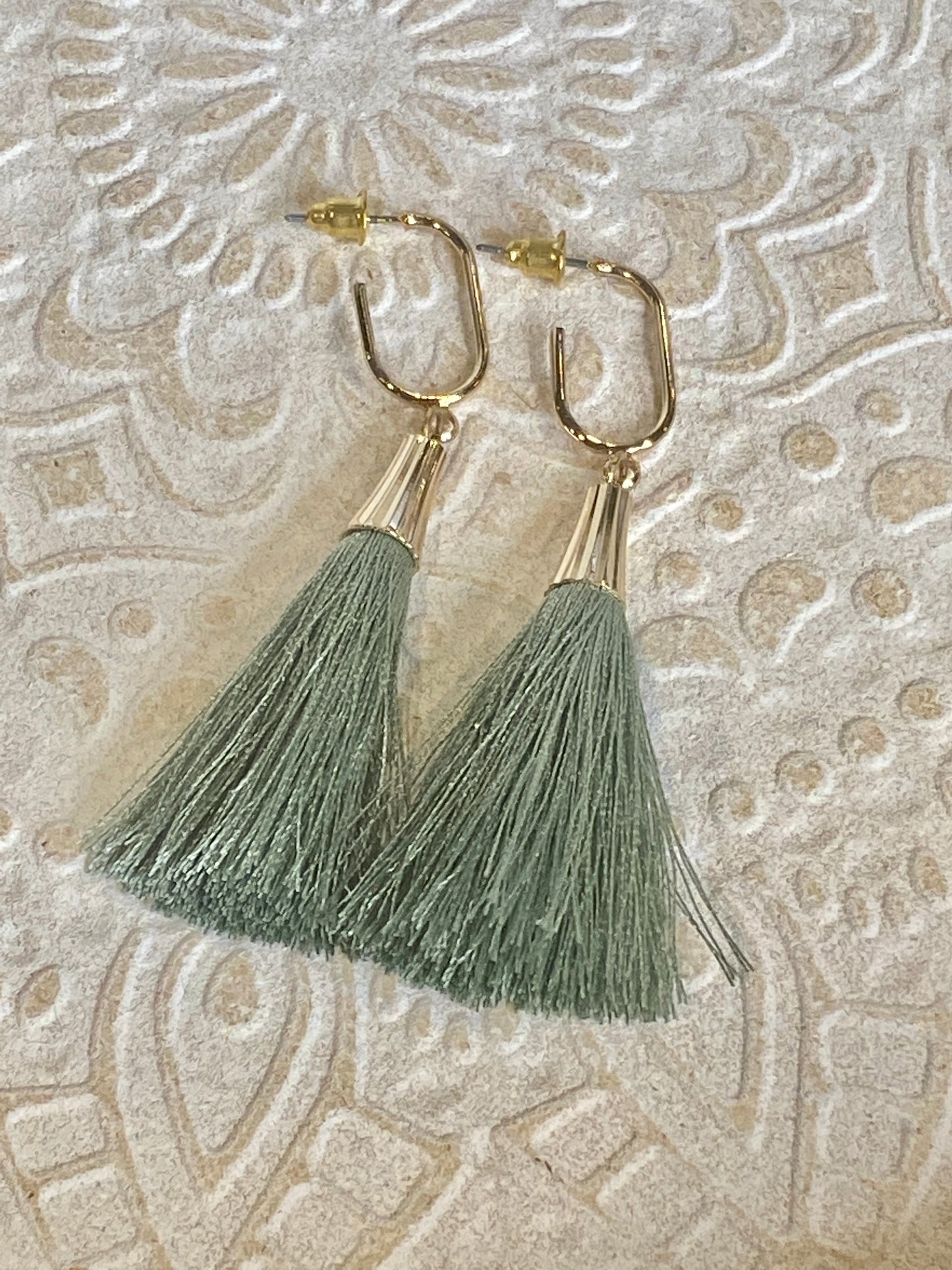 Sage tassel earrings