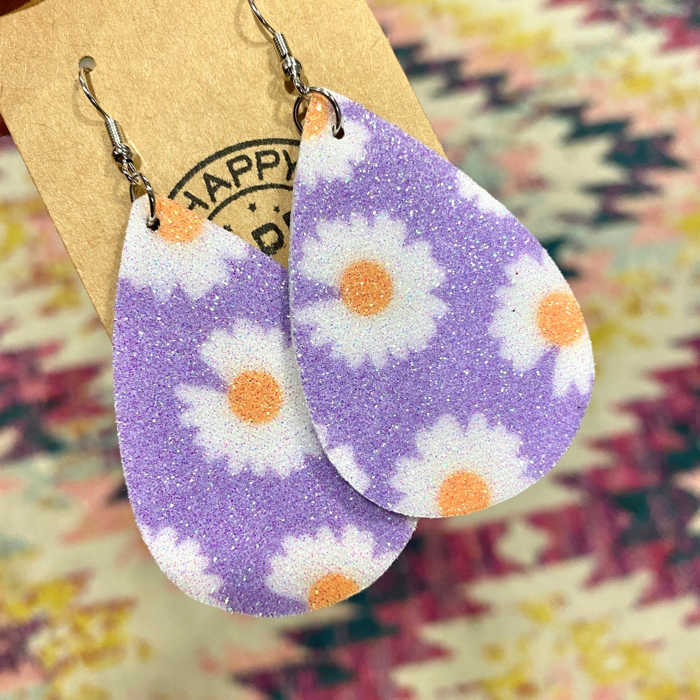 Large Daisy leather Earrings