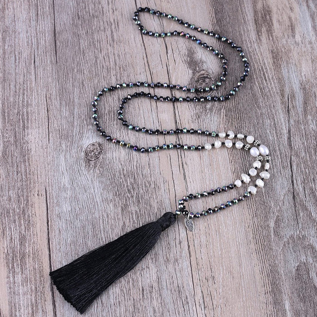 Long Beaded Tassel Necklace