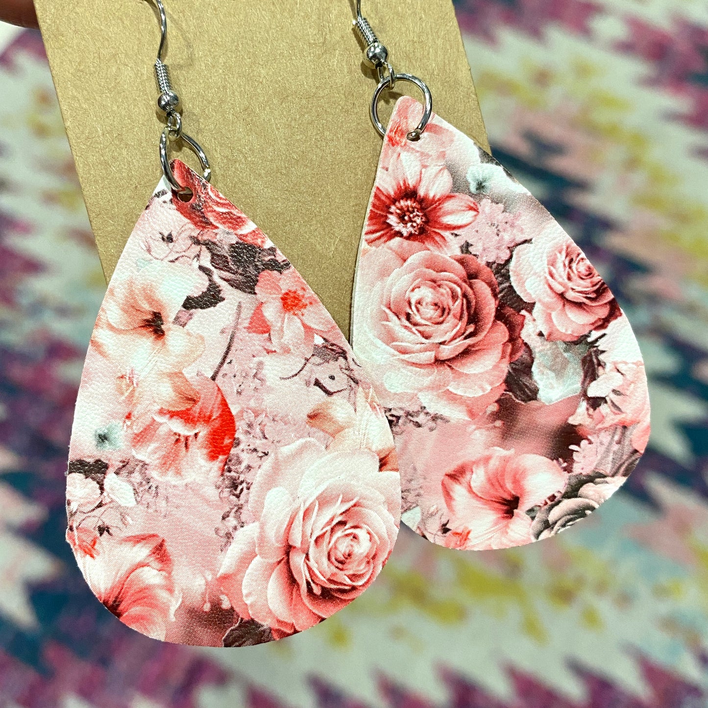 Floral Leather Drop Earrings