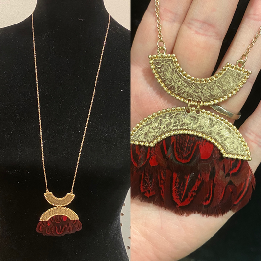 Red Feather Necklace