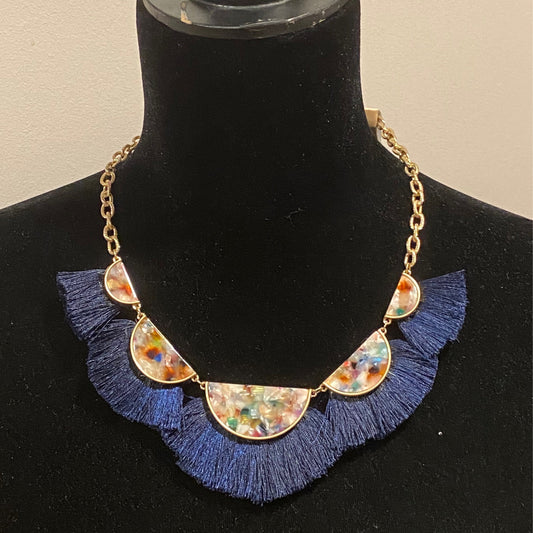 Blue Tassel Statement Necklace